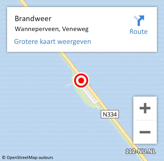 Locatie op kaart van de 112 melding: Brandweer Wanneperveen, Veneweg op 5 juni 2019 01:30