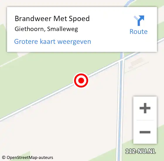 Locatie op kaart van de 112 melding: Brandweer Met Spoed Naar Giethoorn, Smalleweg op 5 juni 2019 02:05