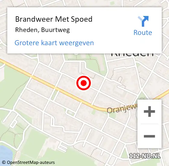 Locatie op kaart van de 112 melding: Brandweer Met Spoed Naar Rheden, Buurtweg op 5 juni 2019 02:25