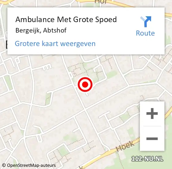 Locatie op kaart van de 112 melding: Ambulance Met Grote Spoed Naar Bergeijk, Abtshof op 5 juni 2019 02:30