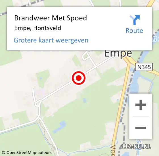 Locatie op kaart van de 112 melding: Brandweer Met Spoed Naar Empe, Hontsveld op 5 juni 2019 02:51