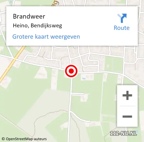 Locatie op kaart van de 112 melding: Brandweer Heino, Bendijksweg op 5 juni 2019 03:15