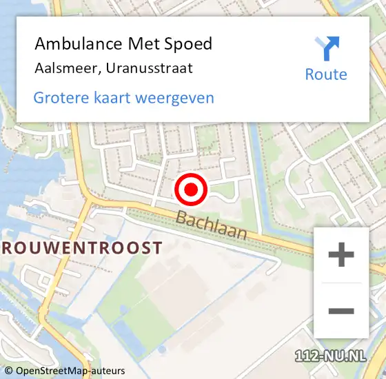 Locatie op kaart van de 112 melding: Ambulance Met Spoed Naar Aalsmeer, Uranusstraat op 5 juni 2019 03:49