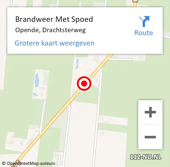 Locatie op kaart van de 112 melding: Brandweer Met Spoed Naar Opende, Drachtsterweg op 5 juni 2019 05:05