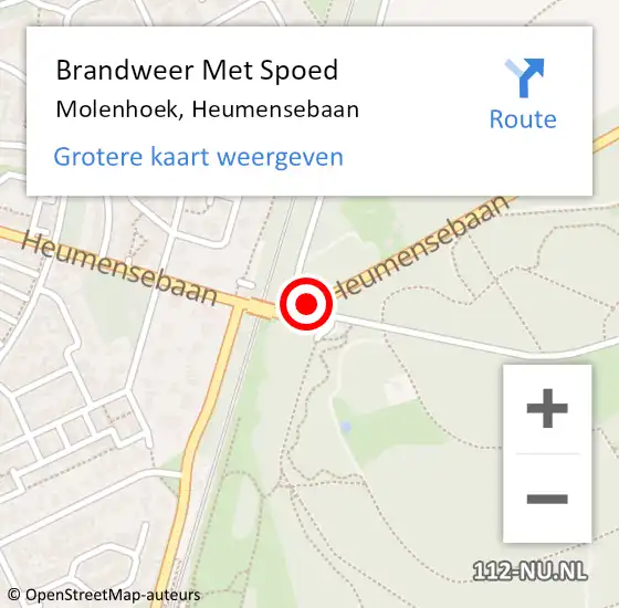 Locatie op kaart van de 112 melding: Brandweer Met Spoed Naar Molenhoek, Heumensebaan op 5 juni 2019 05:19