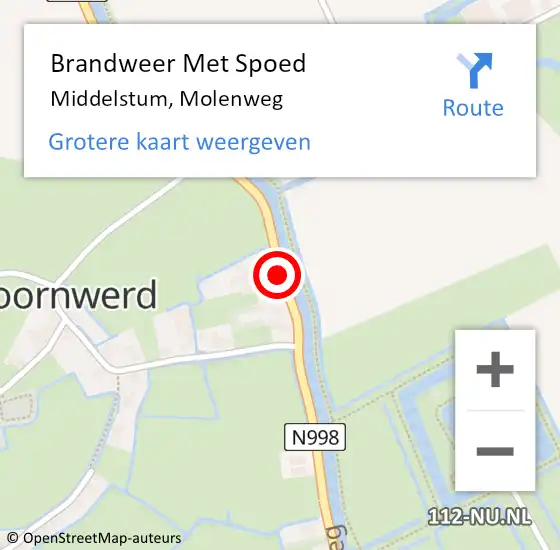 Locatie op kaart van de 112 melding: Brandweer Met Spoed Naar Middelstum, Molenweg op 5 juni 2019 05:32