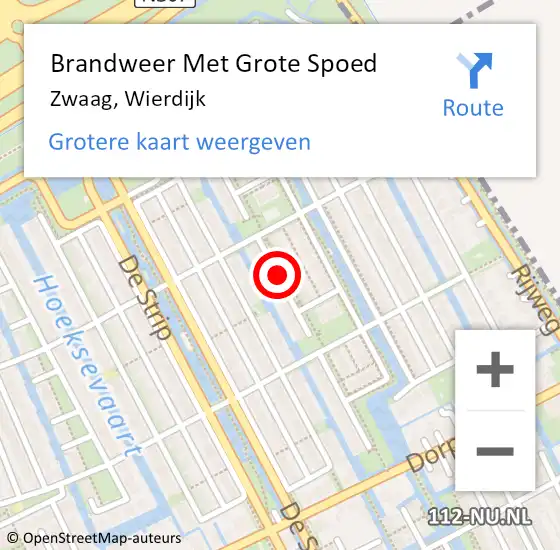 Locatie op kaart van de 112 melding: Brandweer Met Grote Spoed Naar Zwaag, Wierdijk op 5 juni 2019 05:51