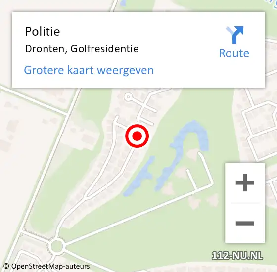 Locatie op kaart van de 112 melding: Politie Dronten, Golfresidentie op 5 juni 2019 05:59