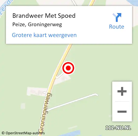Locatie op kaart van de 112 melding: Brandweer Met Spoed Naar Peize, Groningerweg op 5 juni 2019 06:29