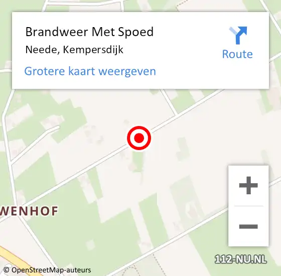 Locatie op kaart van de 112 melding: Brandweer Met Spoed Naar Neede, Kempersdijk op 5 juni 2019 07:27