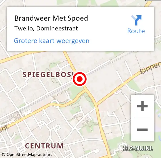 Locatie op kaart van de 112 melding: Brandweer Met Spoed Naar Twello, Domineestraat op 5 juni 2019 07:28