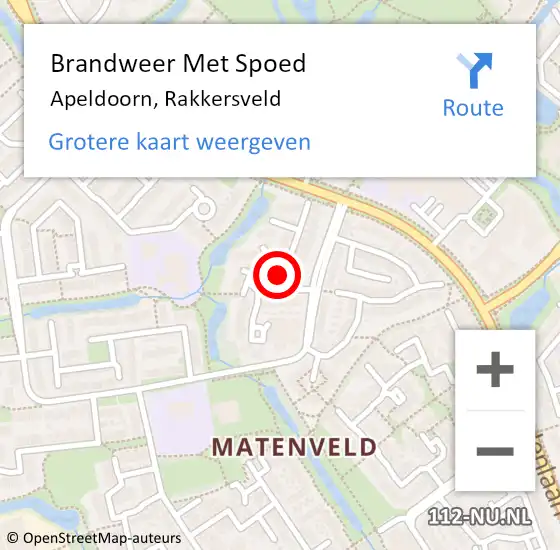 Locatie op kaart van de 112 melding: Brandweer Met Spoed Naar Apeldoorn, Rakkersveld op 5 juni 2019 07:28