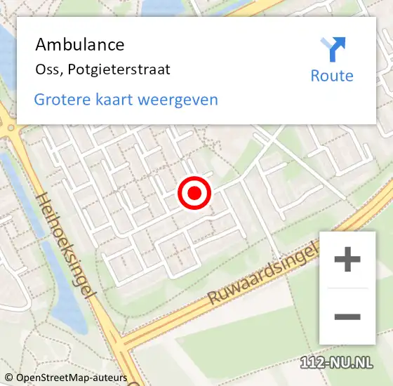 Locatie op kaart van de 112 melding: Ambulance Oss, Potgieterstraat op 5 juni 2019 08:00