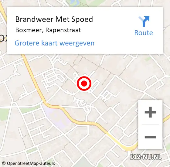 Locatie op kaart van de 112 melding: Brandweer Met Spoed Naar Boxmeer, Rapenstraat op 5 juni 2019 08:17