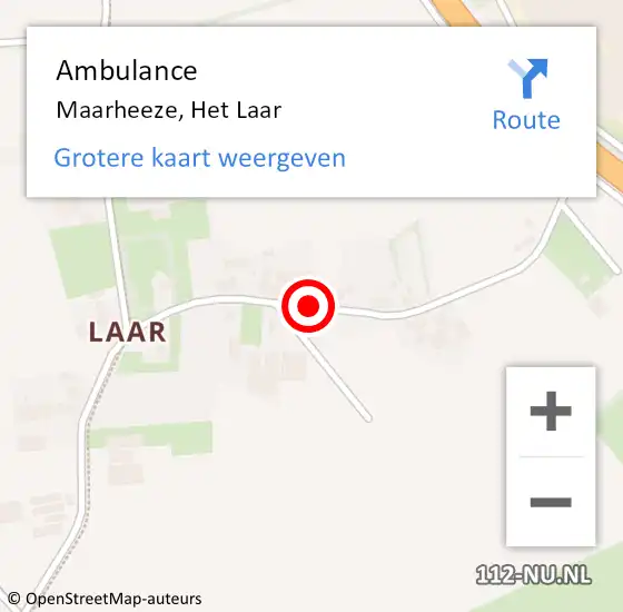 Locatie op kaart van de 112 melding: Ambulance Maarheeze, Het Laar op 5 juni 2019 08:34
