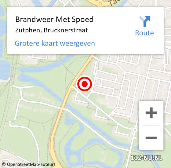 Locatie op kaart van de 112 melding: Brandweer Met Spoed Naar Zutphen, Brucknerstraat op 5 juni 2019 08:58