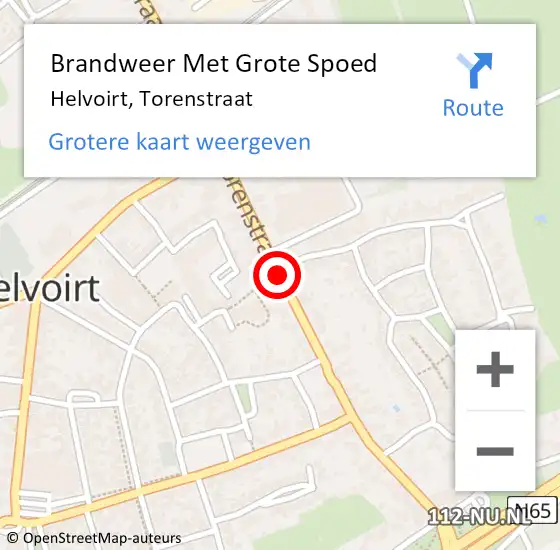 Locatie op kaart van de 112 melding: Brandweer Met Grote Spoed Naar Helvoirt, Torenstraat op 5 juni 2019 09:13