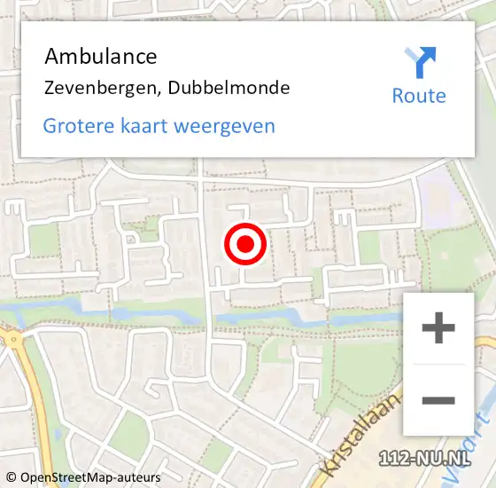 Locatie op kaart van de 112 melding: Ambulance Zevenbergen, Dubbelmonde op 5 juni 2019 09:14