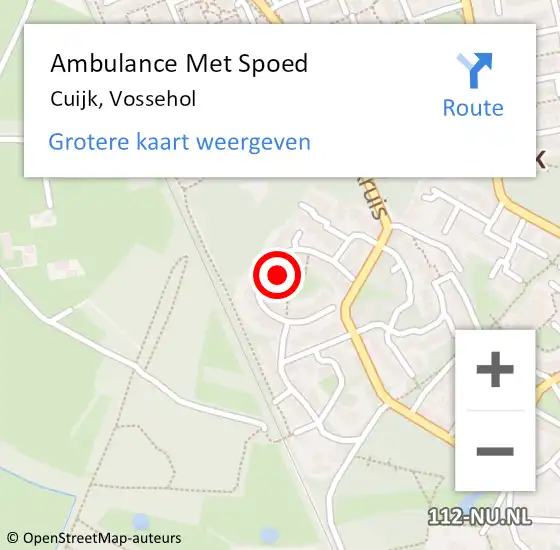 Locatie op kaart van de 112 melding: Ambulance Met Spoed Naar Cuijk, Vossehol op 5 juni 2019 09:38