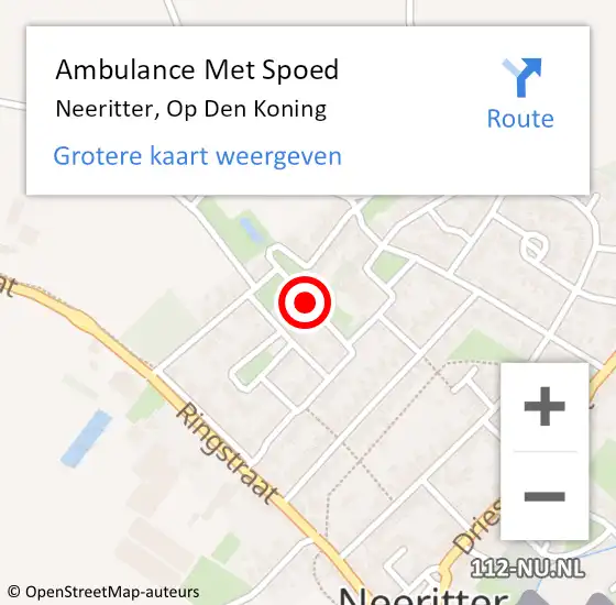 Locatie op kaart van de 112 melding: Ambulance Met Spoed Naar Neeritter, Op Den Koning op 5 juni 2019 10:22