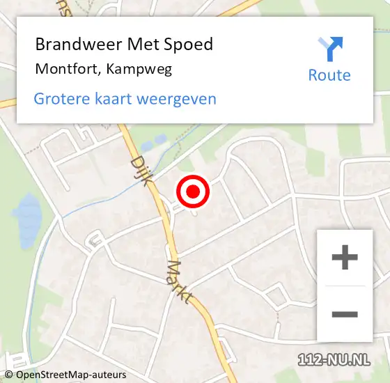 Locatie op kaart van de 112 melding: Brandweer Met Spoed Naar Montfort, Kampweg op 5 juni 2019 10:46