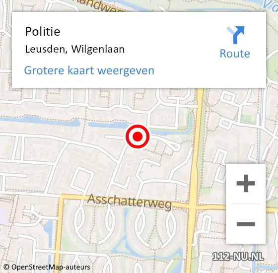 Locatie op kaart van de 112 melding: Politie Leusden, Wilgenlaan op 5 juni 2019 12:00