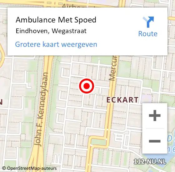 Locatie op kaart van de 112 melding: Ambulance Met Spoed Naar Eindhoven, Wegastraat op 5 juni 2019 12:09