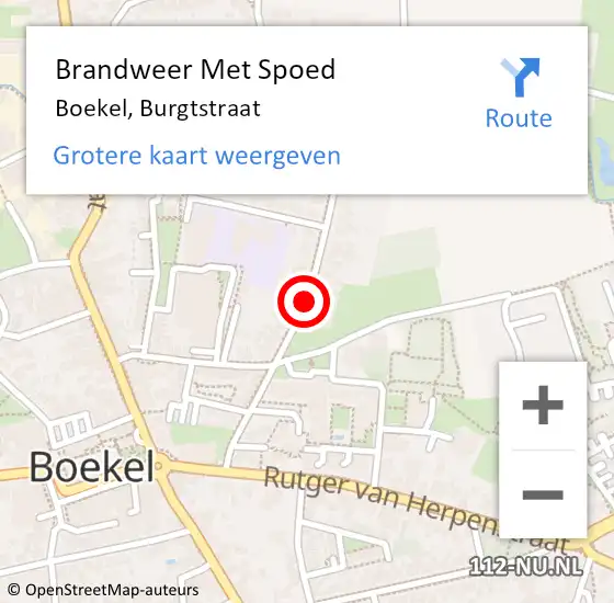 Locatie op kaart van de 112 melding: Brandweer Met Spoed Naar Boekel, Burgtstraat op 5 juni 2019 12:44