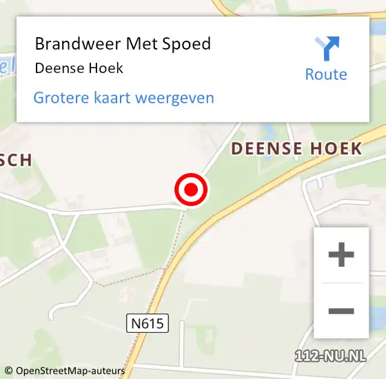 Locatie op kaart van de 112 melding: Brandweer Met Spoed Naar Deense Hoek op 5 juni 2019 13:25