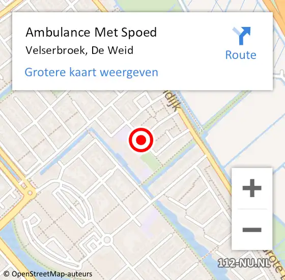 Locatie op kaart van de 112 melding: Ambulance Met Spoed Naar Velserbroek, De Weid op 5 juni 2019 14:18