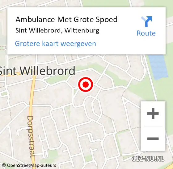 Locatie op kaart van de 112 melding: Ambulance Met Grote Spoed Naar Sint Willebrord, Wittenburg op 5 juni 2019 15:07