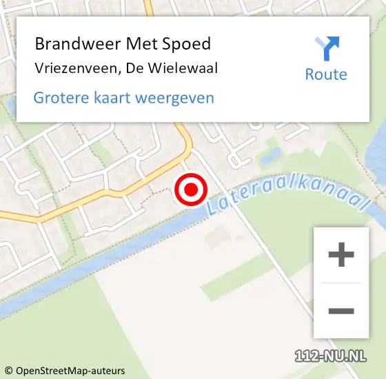 Locatie op kaart van de 112 melding: Brandweer Met Spoed Naar Vriezenveen, De Wielewaal op 5 juni 2019 15:08