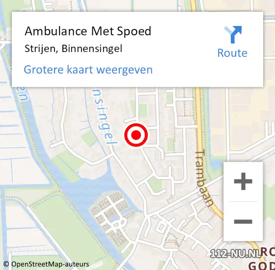 Locatie op kaart van de 112 melding: Ambulance Met Spoed Naar Strijen, Binnensingel op 5 juni 2019 16:59