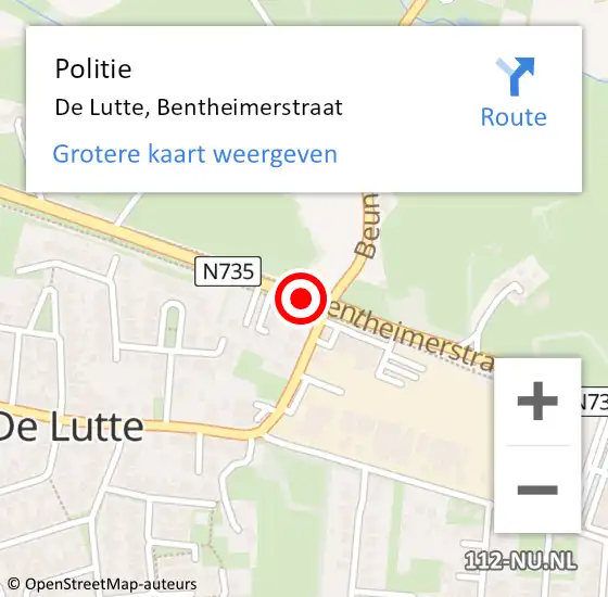 Locatie op kaart van de 112 melding: Politie De Lutte, Bentheimerstraat op 5 juni 2019 17:17