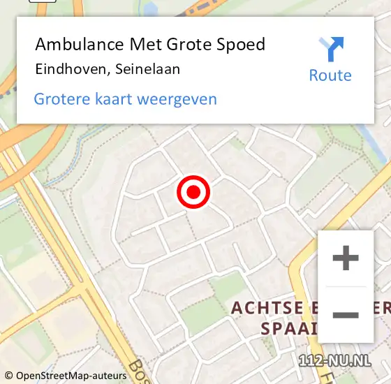 Locatie op kaart van de 112 melding: Ambulance Met Grote Spoed Naar Eindhoven, Seinelaan op 5 juni 2019 19:32