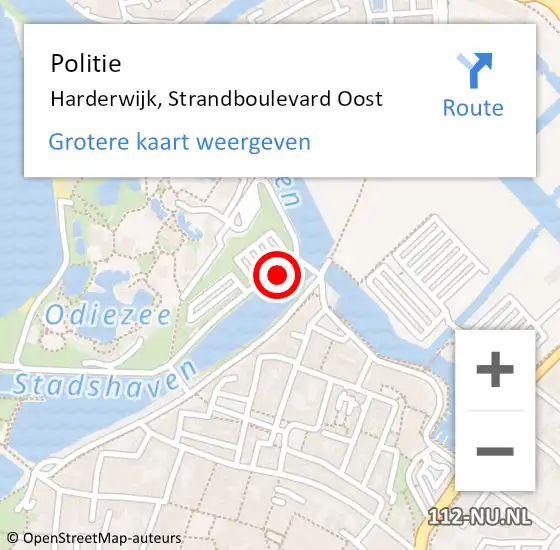 Locatie op kaart van de 112 melding: Politie Harderwijk, Strandboulevard Oost op 5 juni 2019 20:08