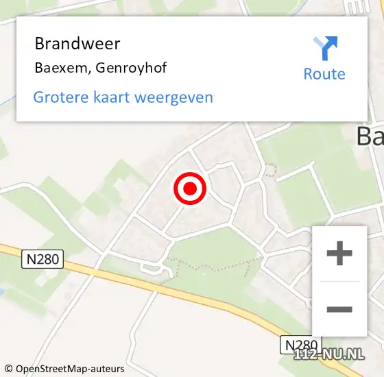 Locatie op kaart van de 112 melding: Brandweer Baexem, Genroyhof op 5 juni 2019 20:23