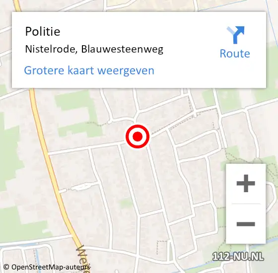 Locatie op kaart van de 112 melding: Politie Nistelrode, Blauwesteenweg op 5 juni 2019 20:55