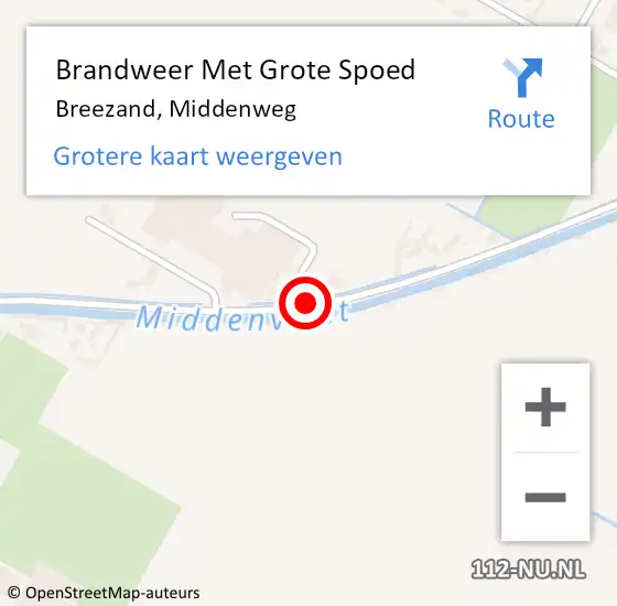 Locatie op kaart van de 112 melding: Brandweer Met Grote Spoed Naar Breezand, Middenweg op 5 juni 2019 20:57