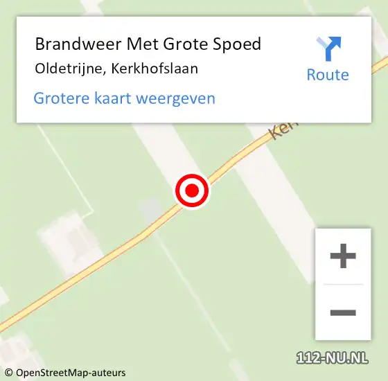 Locatie op kaart van de 112 melding: Brandweer Met Grote Spoed Naar Oldetrijne, Kerkhofslaan op 5 juni 2019 20:57