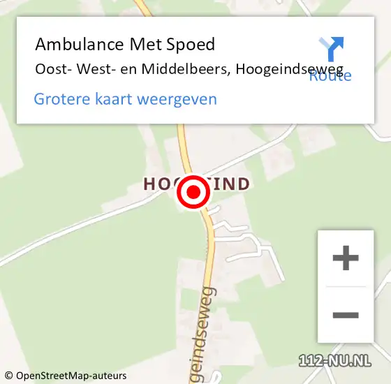 Locatie op kaart van de 112 melding: Ambulance Met Spoed Naar Oost- West- en Middelbeers, Hoogeindseweg op 5 juni 2019 21:01