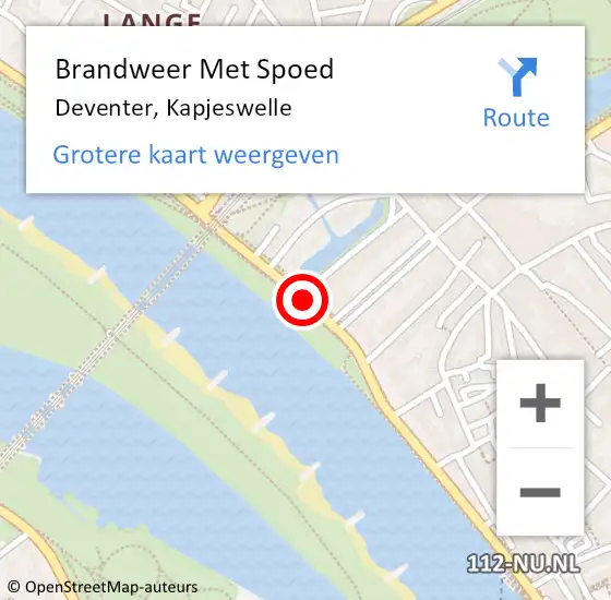 Locatie op kaart van de 112 melding: Brandweer Met Spoed Naar Deventer, Kapjeswelle op 5 juni 2019 21:11