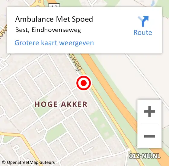 Locatie op kaart van de 112 melding: Ambulance Met Spoed Naar Best, Eindhovenseweg op 5 juni 2019 21:22