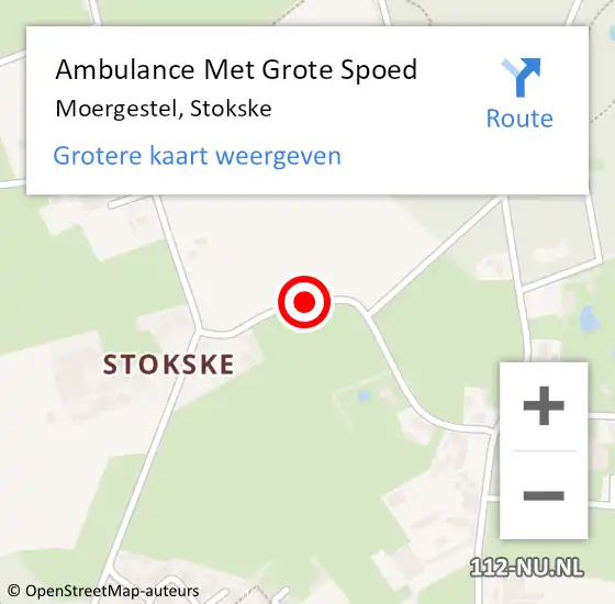 Locatie op kaart van de 112 melding: Ambulance Met Grote Spoed Naar Moergestel, Stokske op 5 juni 2019 21:58