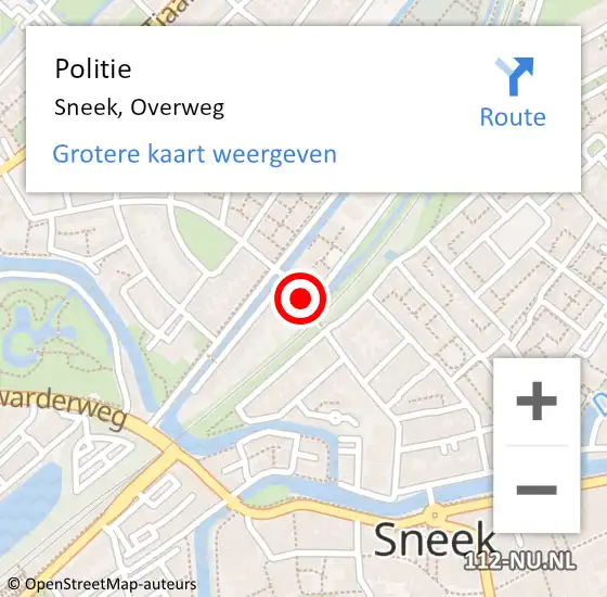 Locatie op kaart van de 112 melding: Politie Sneek, Overweg op 5 juni 2019 22:10