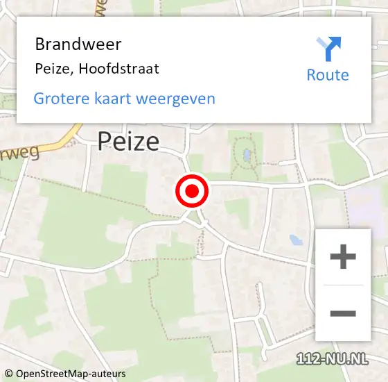 Locatie op kaart van de 112 melding: Brandweer Peize, Hoofdstraat op 5 juni 2019 22:12