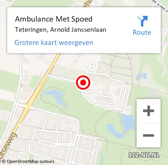 Locatie op kaart van de 112 melding: Ambulance Met Spoed Naar Teteringen, Arnold Janssenlaan op 5 juni 2019 22:30