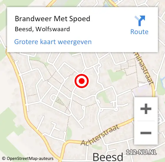 Locatie op kaart van de 112 melding: Brandweer Met Spoed Naar Beesd, Wolfswaard op 5 juni 2019 23:03