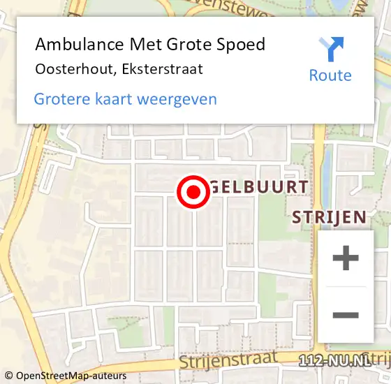 Locatie op kaart van de 112 melding: Ambulance Met Grote Spoed Naar Oosterhout, Eksterstraat op 5 juni 2019 23:08