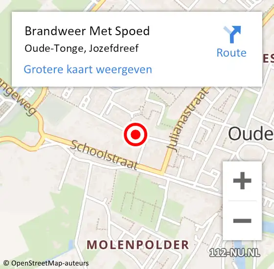 Locatie op kaart van de 112 melding: Brandweer Met Spoed Naar Oude-Tonge, Jozefdreef op 5 juni 2019 23:15